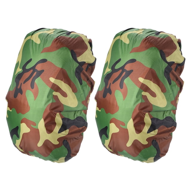Unique Bargains 30-40L Waterproof Rucksack Cover, 2 Pack Backpack Rain Cover, M, Green Camo