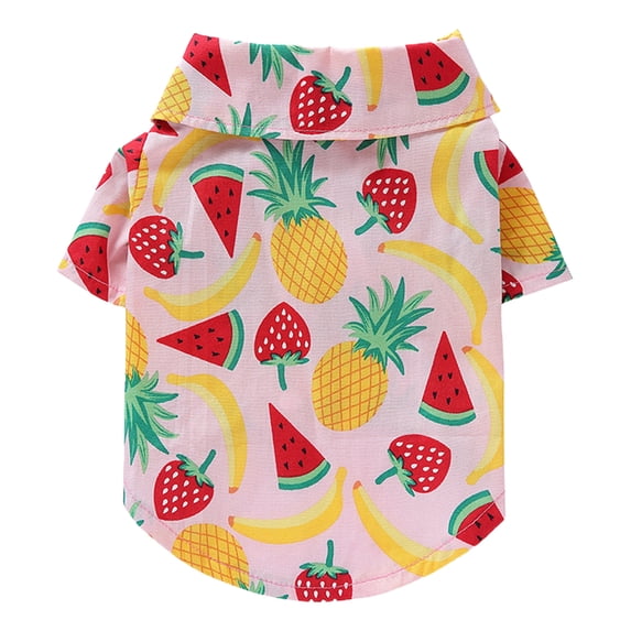 Cherry Pattern Dog Shirt - Soft Summer Pullover with Lapel Collar - Daily Wear Pet Clothing