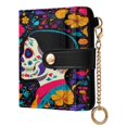 thumbnail image 2 of Small Wallet For Women Bifold Leather Pocket Coin Credit Card Holder With RFID Blocking Two Sugar Skull, 2 of 6