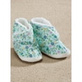 thumbnail image 3 of Women’s Edema Poly Sherpa Lined Slippers - Ideal for Edema, Diabetic and Swollen Feet, High Toe Box, Hook and Loop Strap - Size Large, Blue Floral, 3 of 4