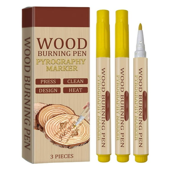 Wood Burn Mark Pens for Pyrography, 3 Pens (5ml each), Heat Sensitive Ink for DIY Crafts