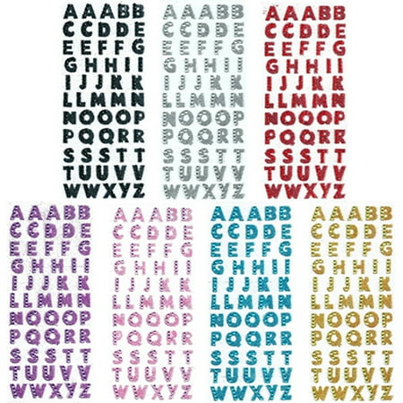 Red Alphabet Stickers - ZeAofa 1 Sheet Glitter Alphabet Letter Stickers Self Adhesive ABC A-Z Words Stick On