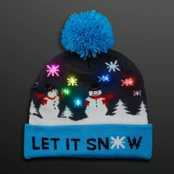 FlashingBlinkyLights LED Light Up Winter Beanie Snowman Hats