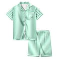 thumbnail image 1 of Pyjamas en Soie pour Filles Pyjamas à Rayures pour Garçons Ensemble de Pyjama 2 Pcs à Manches Courtes pour Enfants, 1 of 4