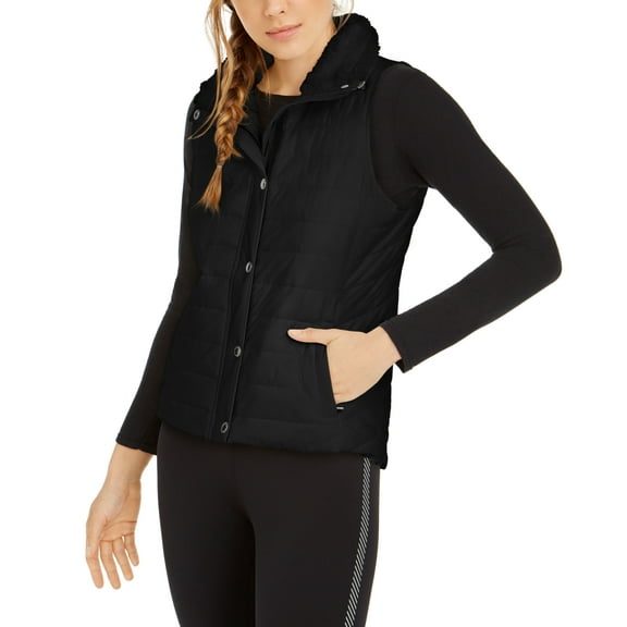 Calvin Klein Womens Fleece-collar Vest Size S