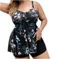 thumbnail image 6 of Jacenvly Tankini Swimsuits for Women Clearance Fashion Sleeveless Floral V-Neck Surfing Swimwear Skin-Friendly Women with Chest Pad Without Underwire Oversize Printing High Waist Bikini Black, 6 of 11