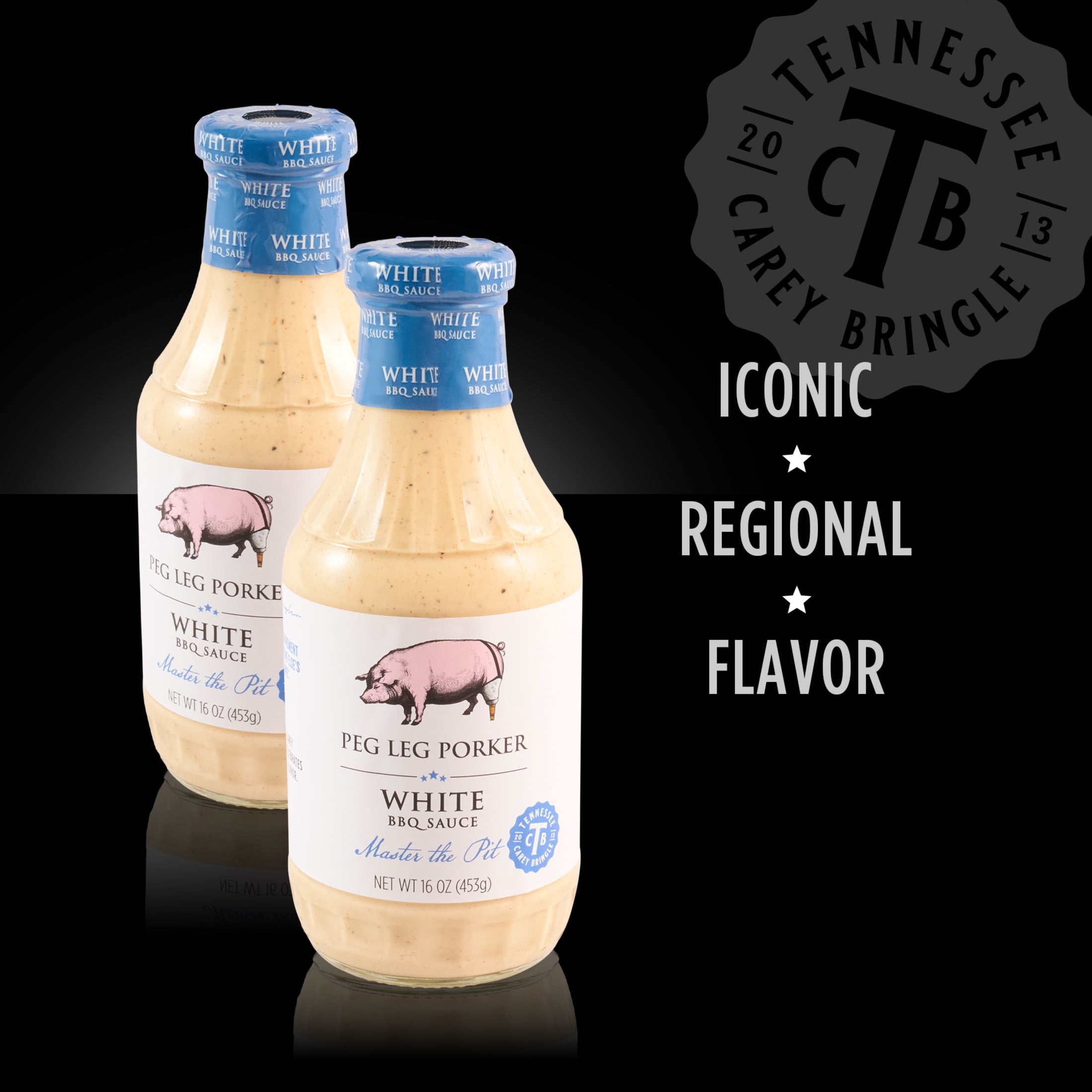 (6 pack) Peg Leg Porker White BBQ Sauce, 16.0 oz Bottle