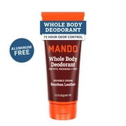 Mando Whole Body Deodorant for Men - Invisible Cream - Aluminum Free - Bourbon Leather - 2.2oz