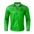 thumbnail image 3 of MNCEKFOD Mens Shirt Retro Western Denim Pattern Printed Lapel Long Sleeved Shirt Relaxed Fit Mens Tops Green XXXXXXL, 3 of 4