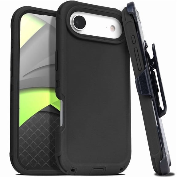 For iPhone Air Case With Belt Clip, Kickstand, Shockproof Dust/Drop Proof 3 in 1 Full Body Rugged Heavy Duty Durable Cover Black