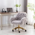 thumbnail image 2 of Wubio Fluffy Office Desk Chair, Faux Fur Modern Swivel Armchair with Wheels, Soft Comfy Fuzzy Elegant Accent Makeup Vanity Chairs for Women Girls, Home Living Dressing Room Bedroom, Gray, 2 of 10