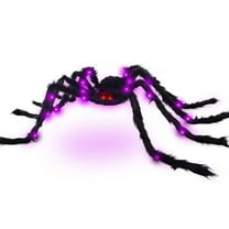 Kbndieu Light up Giant Spider for Halloween Decorations, Hairy Black Scary Halloween Spider Decorations Indoor Outdoor Yard Party House Decor