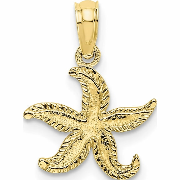 10K Yellow Gold Flat Starfish Charm (11 X 12.8) Made In United States -Jewelry By Sweet Pea