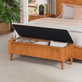 thumbnail image 3 of S-HOME Multi-Functional 50.8-Inch Bed End Storage Bench in Rubberwood with Cushion Seat - Ideal Shoe Organizer for Living Rooms，Natural, 3 of 11