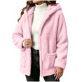 thumbnail image 3 of Liuinsasek Womens Loose Fuzzy Outerwear Solid Color Fashionable Hooded Warm Long-Sleeved Fleece Fluffy Jacket with Pockets for Winter, 3 of 9