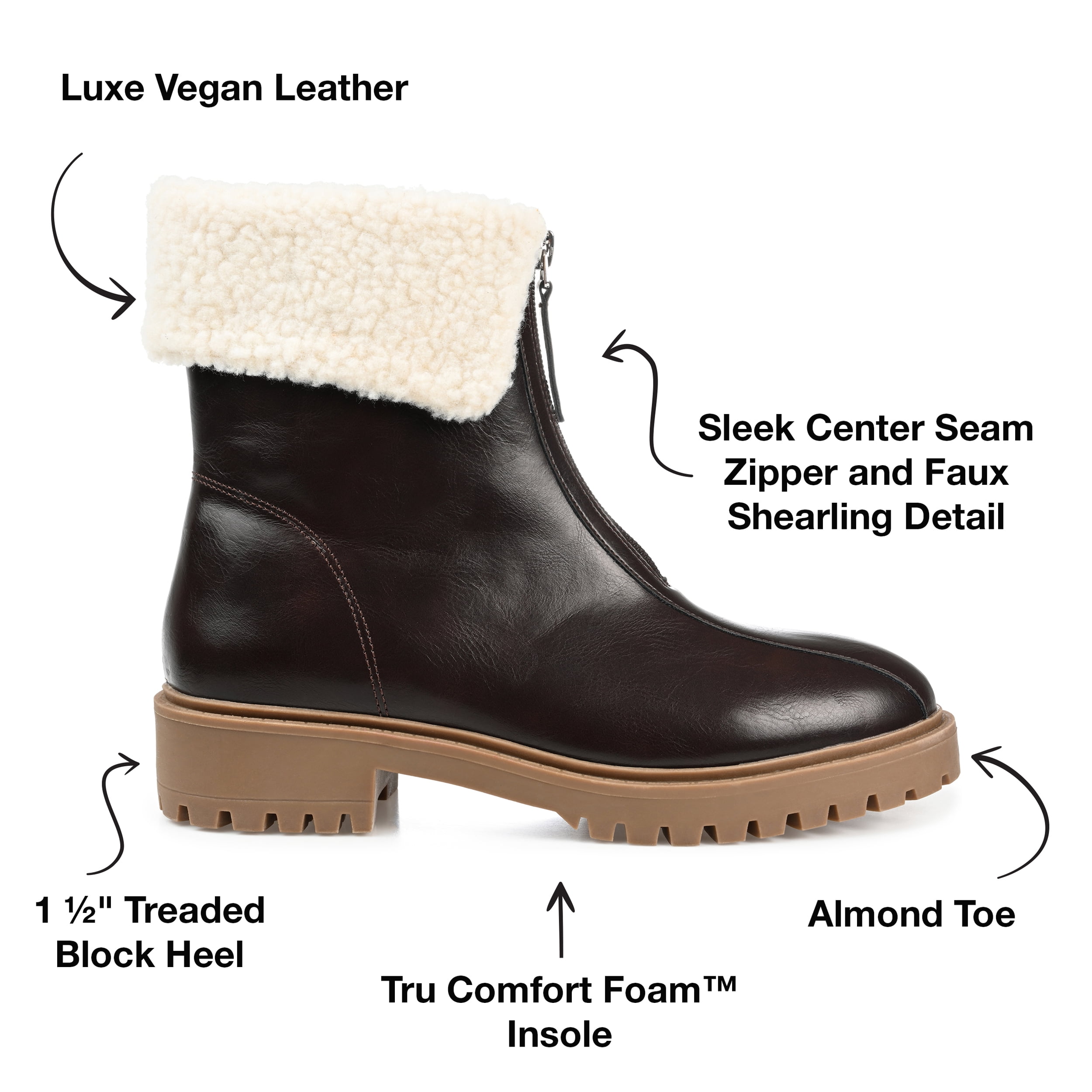 Journee Womens Fynn Almond Toe Block Heel Ankle Booties
