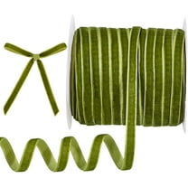 50 Yards Olive Green Velvet Ribbon 1/4 Inch Single Face Ribbon Velvet Satin Ribbon Craft Ribbon Trimming Ribbon for Gift Wrapping Flower Bouquet Wreath Wedding St Patrick's Day