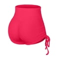 thumbnail image 5 of QLEICOM Women's High Waist Hip Stretch Yoga Shorts Tummy Control Fitness Athletic Workout Running Shorts with Deep Pockets Workout Out Biker Shorts Red S, US Size 4, 5 of 5