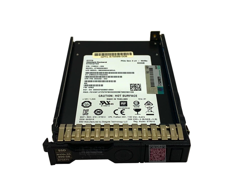 Pre-Owned HPE Mixed Use - SSD - 800 GB - hot-swap - 2.5" SFF - PCIe 3.0 x4 (NVMe) - with HPE Smart Carrier NVMe