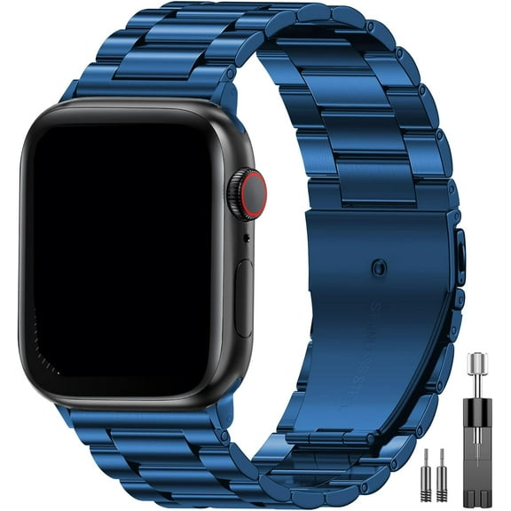 PINHEN Compatible with Apple Watch Band 49mm 45mm 44mm 42mm, Business Stainless Steel Metal Watchband for iWatch Band Series 9, Ultra 2, SE, Ultra Series 8 7 6 5 4 3 2 1 Men & Women