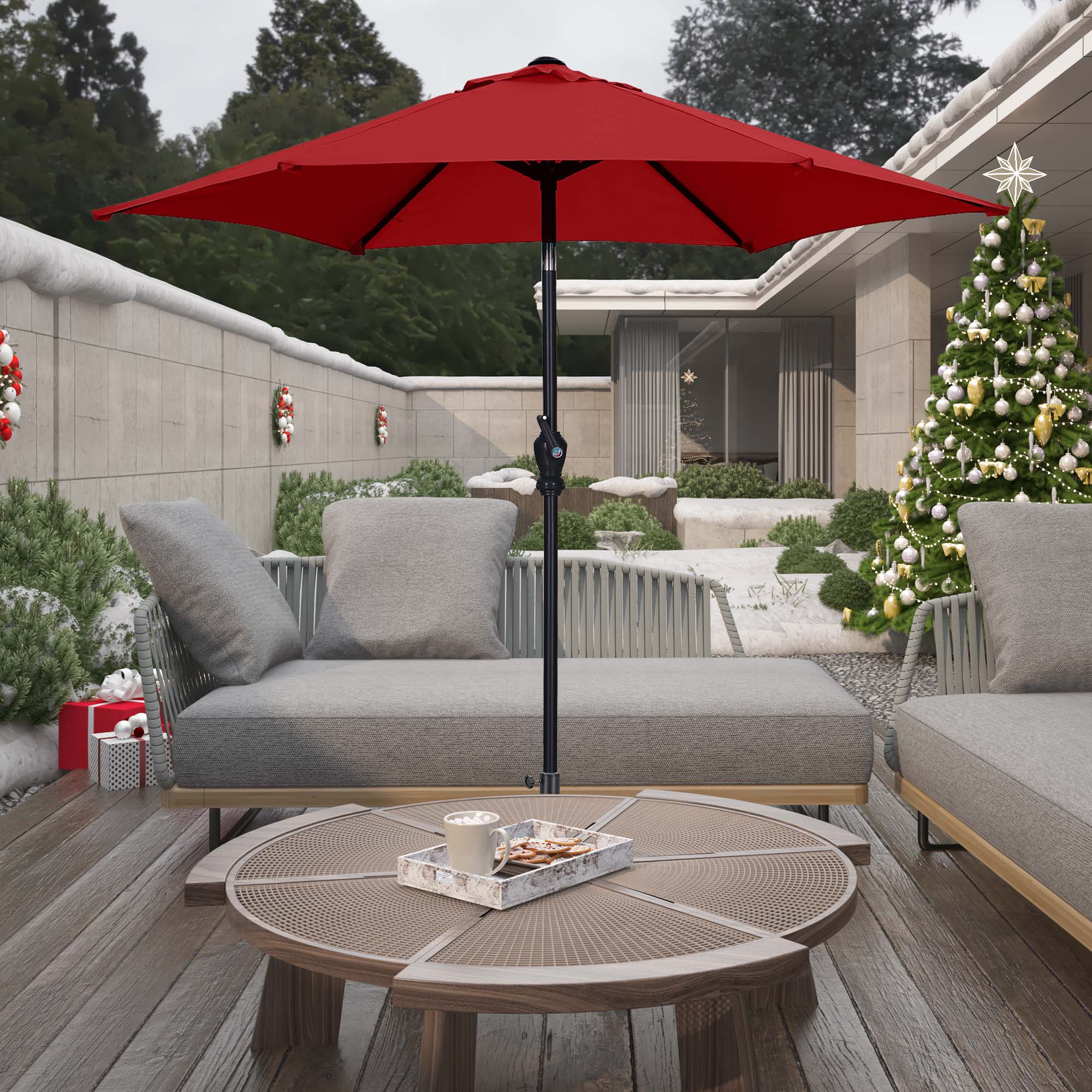 Autlaycil 7.5 Ft Market Patio Umbrella, Red