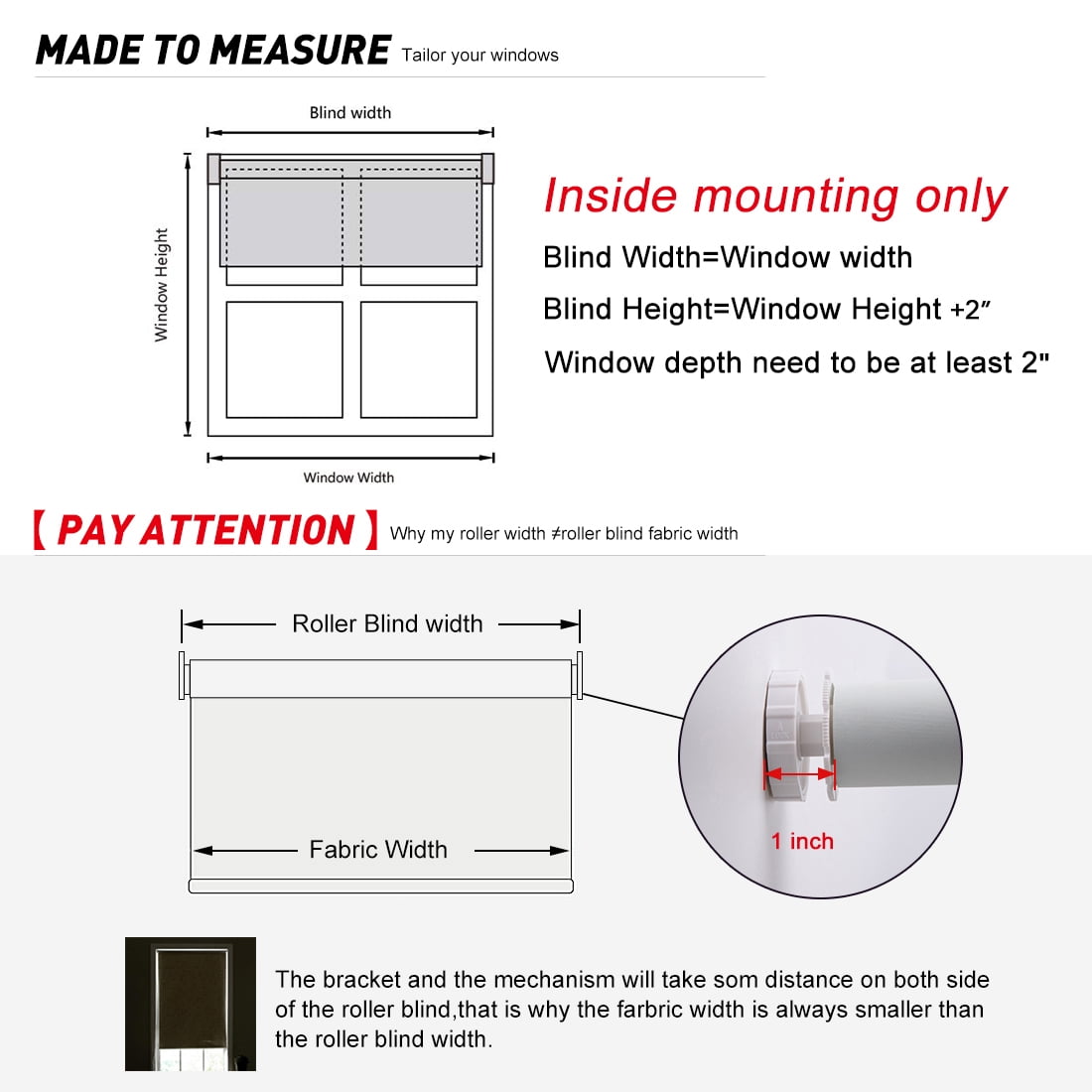 Keego No Drilling Roller Shades for Home Window Blinds Light Filtering Privacy Customizable Color and Size White 48"w x 64"h
