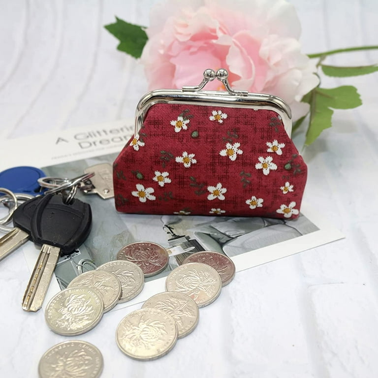 10 Packs Women Coin Purse Small Coin Purses Pouches Cute Change Wallets for  Women Kiss Lock Change Purse Change Pouch (Floral)