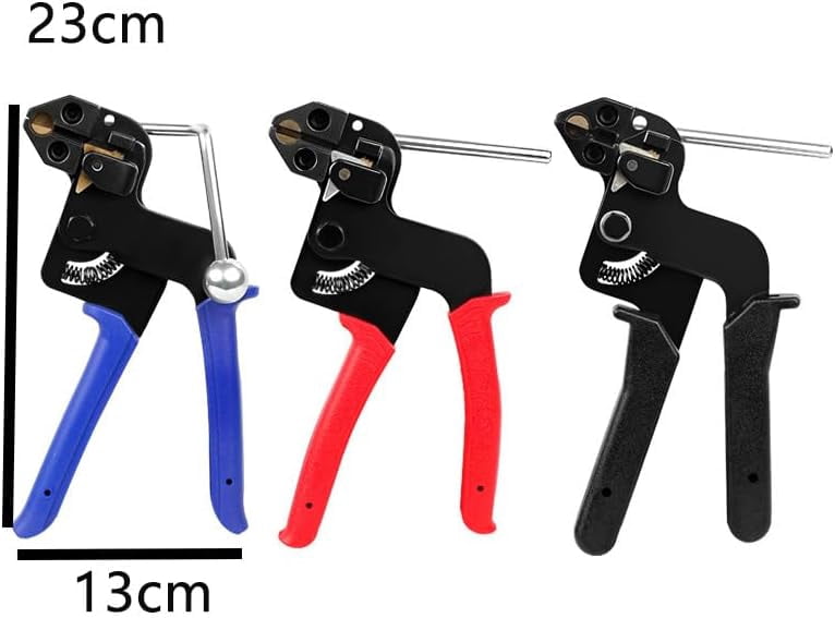 Stainless Steel Cable Tie Gun, Self Tensioning and Cutting Metal Zip Tie Tool for Chain/Link/Fence (Red)