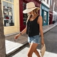 thumbnail image 6 of Womens Scoop Neck Cotton Linen Tank Tops Button Down Sleeveless Shirts Vest Top Summer Casual Beach Vacation Shirt S, 6 of 7