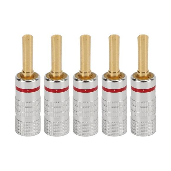 conectores banana dentados J.10054 de 4 mm sin soldadura chapados en oro de 24 quilates para cable de altavoz, conectores banana para revestimiento de cable de altavoz para cine en casa, color rojo