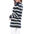 thumbnail image 4 of Unique Bargains Women's Striped Round Neck Drop Shoulder Loose Sweater, 4 of 7