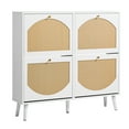 thumbnail image 5 of UBesGoo Shoe Storage Cabinet with 4 Flip Drawers, Slim Entryway Shoe Organizer with Half Round Woven Rattan Doorst, White, 5 of 11
