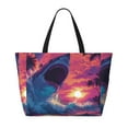 thumbnail image 2 of Kdxio Hawaiian Island Beach Shark for Beach Bag for Women Large Beach Tote Bag Waterproof Sandproof Swim Bag with Zipper Pockets Beach Vacation Travel, 2 of 7