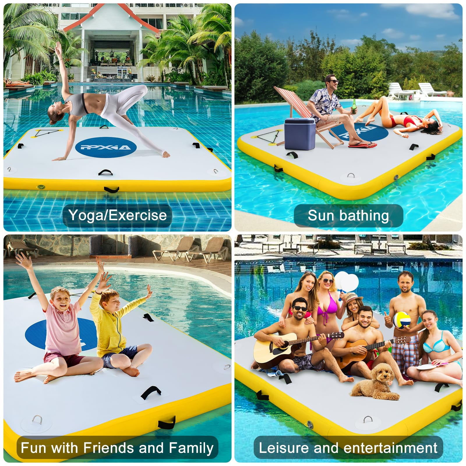 Floating Dock - 10ft × 6ft Inflatable Dock Floating Platform For Lakes 6 Inch Thick, Inflatable Island Water Floating Mats For Boating, River, Pool, Ocean - Inflatable Raft With Electric Air Pump