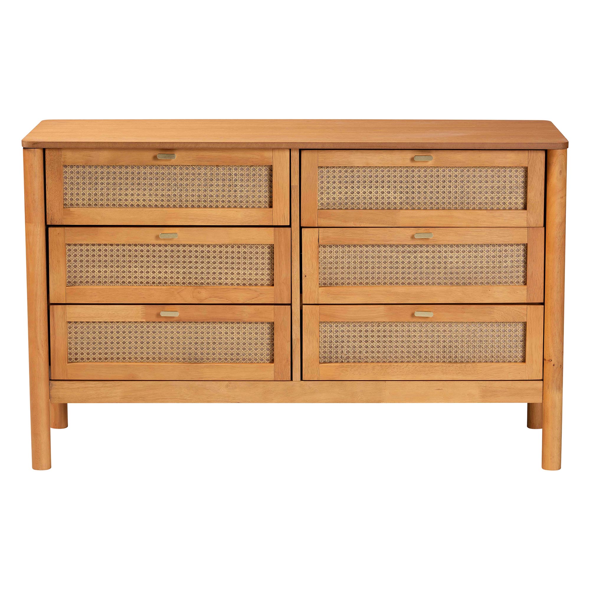 Baxton Studio Jenn Japandi Dresser, 6-Drawer, Golden Brown