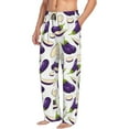 thumbnail image 3 of Mens Pajama Pants - Soft Sleep & Lounge Pants for Men, Eggplant slices Pattern Cuteness Casual PJ Bottoms Pants with Pockets, 3 of 5