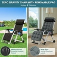 thumbnail image 5 of MOPHOTO Zero Gravity chair, folding portable recliner, removable cushion soft cushion, head rest and cup holder, side table for camping, lawn, garden, support 400 LBS, 5 of 7
