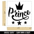 thumbnail image 2 of Prince Cursive with Crown and Stars Self-Inking Rubber Stamp Ink Stamper - Lime Green Ink - Small 1 Inch, 2 of 7