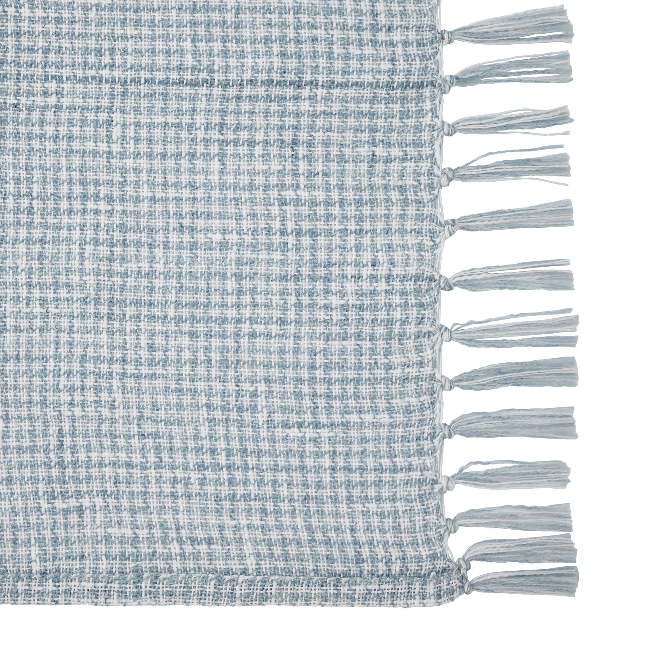 My Texas House Casey Blue Marled Tassel Cotton Polyester Throw, 50" x 70"