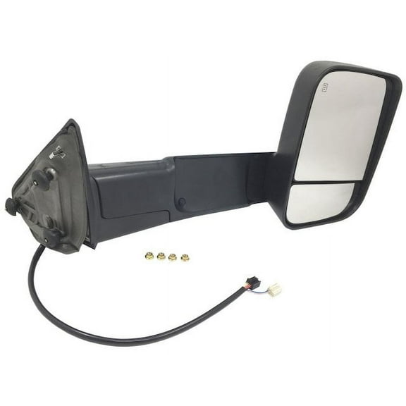 Right Passenger Side Black Textured Tow Mirror (Manual Flip-Up, Heated, Puddle Light, Turn Signal) - Compatible with 2013 - 2017 Ram 1500 2014 2015 2016