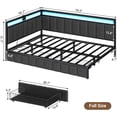 thumbnail image 2 of Aunfebrco Corner Bed Frame with Storage Drawers, Full Daybed with LED Light and Charging Station, Bed Unit with Line Fabric Upholstered Fence, Modern Full Size Bed Frame, Gray, 2 of 9