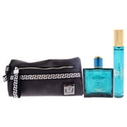 Versace Eros by Versace for Men - 3 Pc Gift Set - 3.4oz EDP Spray, 0.3oz EDP Spray, Pouch