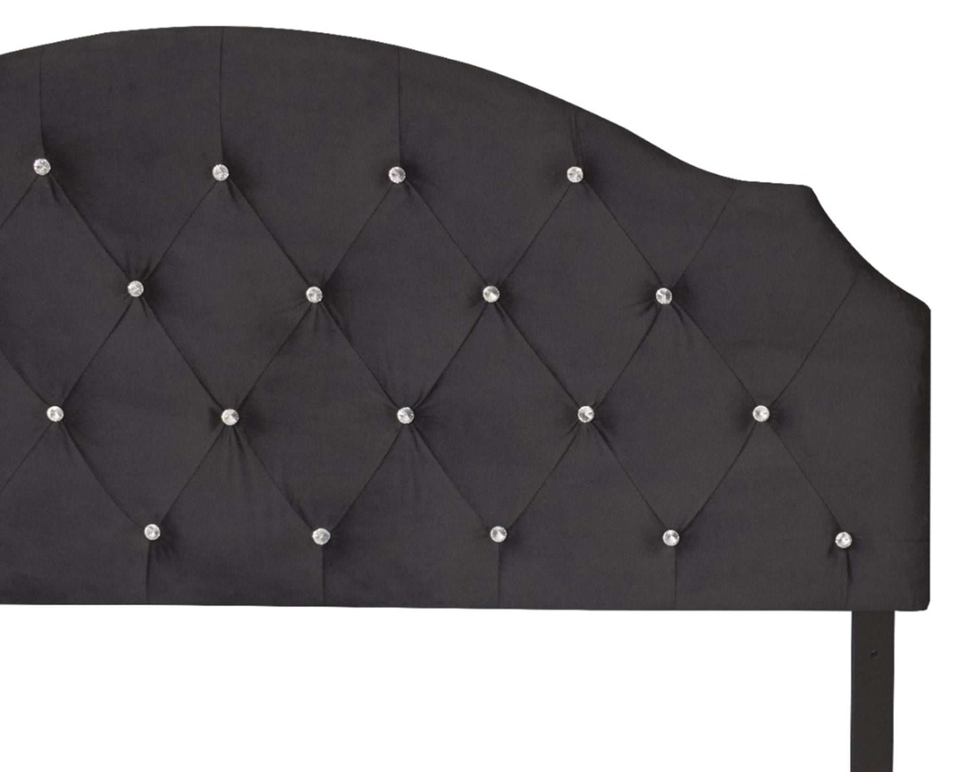 Home Design Evelina Queen Tufted Upholstered Headboard, Black, Velvet with Diamond Button Tufting, Modern Bedroom Furniture