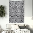 thumbnail image 3 of Black and White Tapestry, Abstract Shapes and Dots Water Themed Bubbles and Waves Ocean Surface, Wall Hanging for Bedroom Living Room Dorm Decor, 60W X 80L Inches, Black White, by Ambesonne, 3 of 5