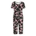 thumbnail image 6 of YanHoo Cute Printed Short Sleeve Sleepwear for Women Capri Pants Set V Neck Top & Pockets Summer Pjs Loungewear, 6 of 6