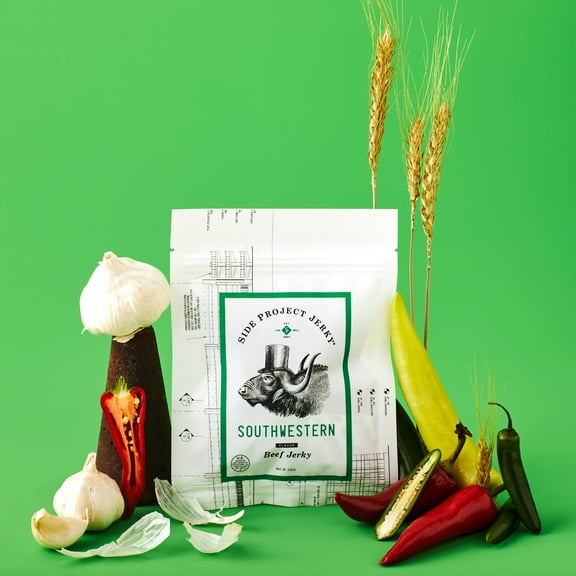 Side Project Beef Jerky - Albuquerque Inspired Jerky, Chile, Cumin & Cayenne, Gluten-Free, Zero Sugar Added, High Protein, Chef Crafted & Born in Philly - Southwestern Flavor