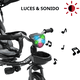 thumbnail image 2 of Triciclo Doble para Niños Asiento Giratorio Gemelar Luz Sonido Cinturón de Seguridad Llantas de Goma Apto a partir de 1 Año - Gris, 2 of 7