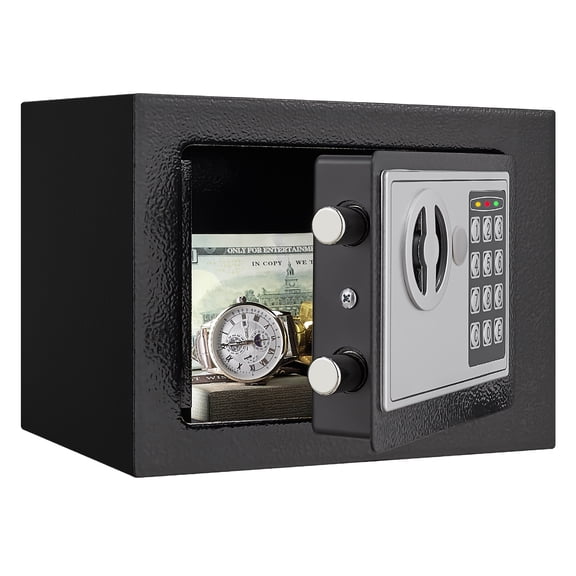 Secure Safe With Key And Password Money Home Safe, 0.23 Cubic Feet Small Safe, Mini Storage Cabinet, Suitable For Home Use, Can Store Money, Documents, And Valuable Items