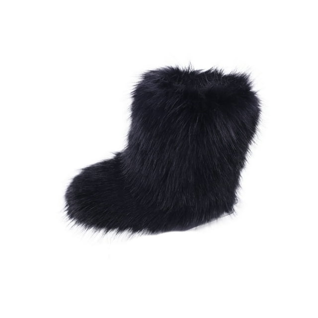 Fangasis Girls Fashion Winter Shoes Color Block Fluffy Boots Walking ...