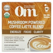 Om Mushroom Superfood Coffee Latte Blend Mushroom Powder, Single Serve, 10 Count, Lion's Mane, Cordyceps, Reishi, Chaga, Energy & Mental Clarity Support Supplement